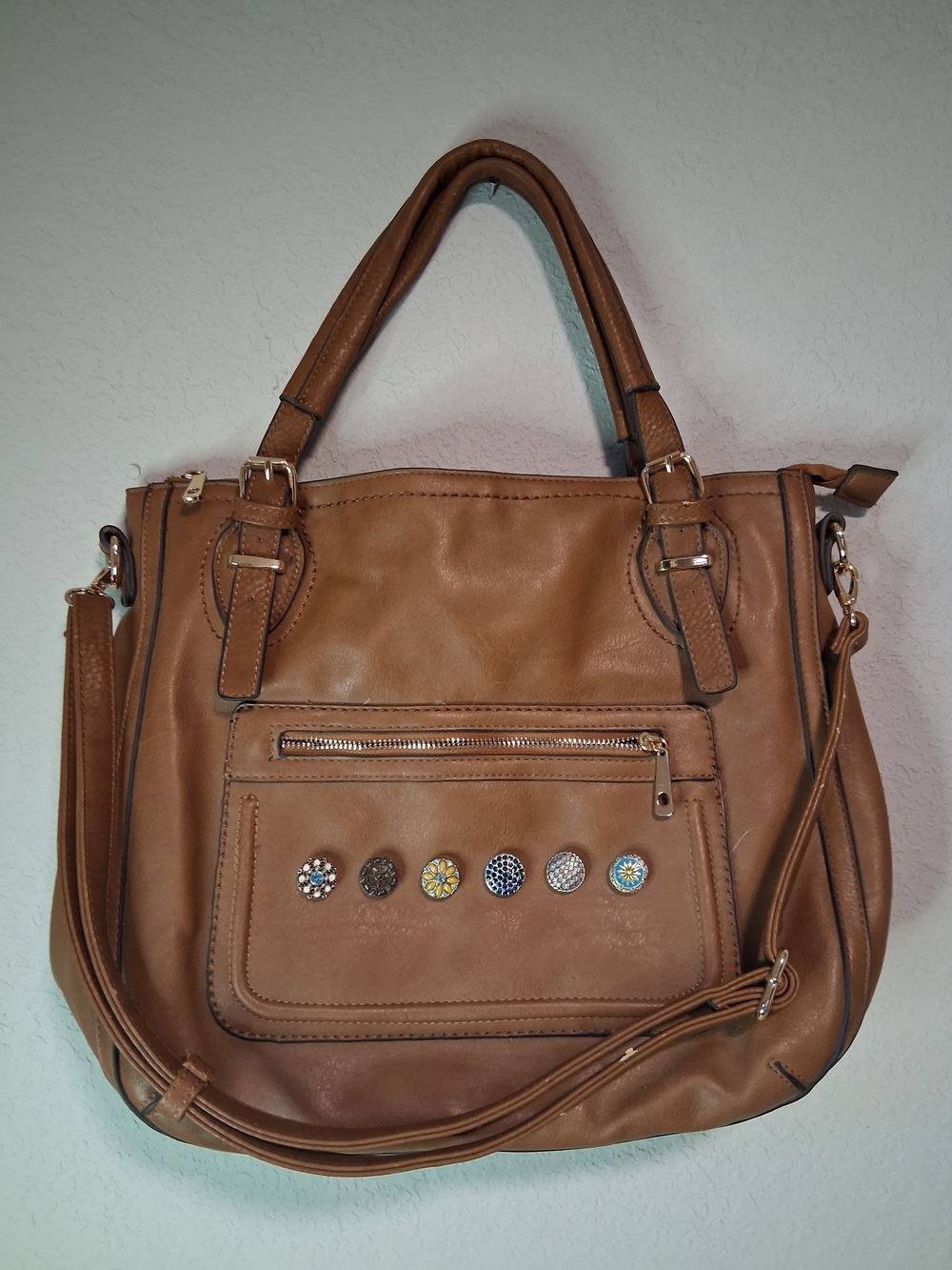 Ginger Snaps Brown Studded Tote Bag Boho Western Shoulder Bag Large Faux Leather
